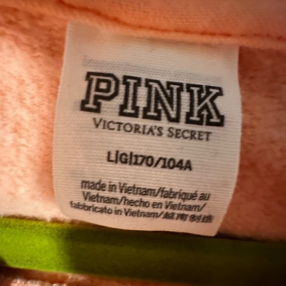 Victorias Secret Pink Varsity Crew Pullover. Ombré Orange/White. Love Pink. LG. - Picture 8 of 12